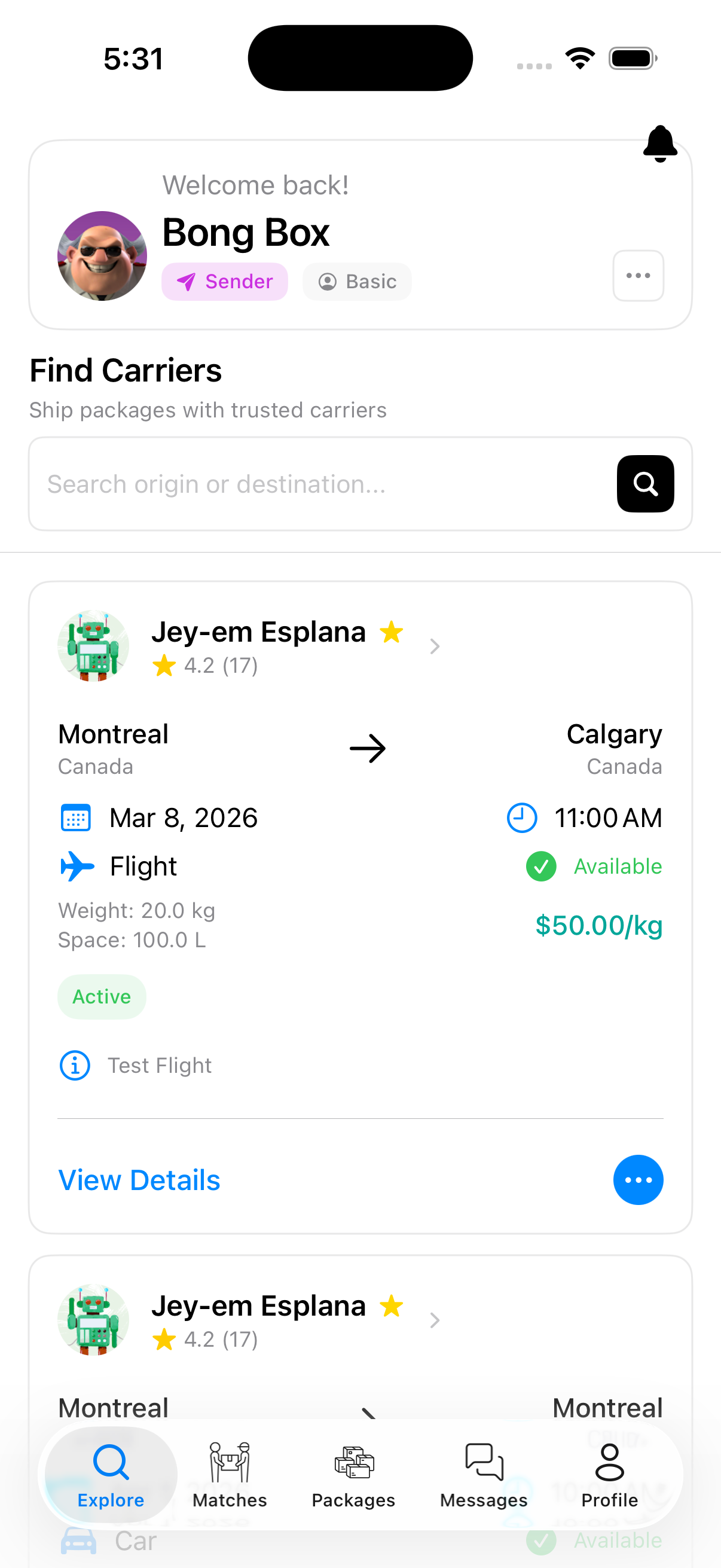 Pasabayan Sender App - Find carriers and ship packages